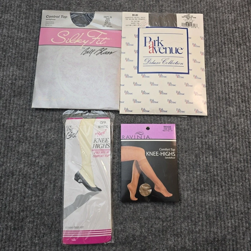Vintage Pantyhose Lot Bill Blass‎ Silky Fit Park Ave Knee Highs NOS Sealed